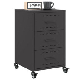 Berkfield Bedside Cabinet Black 36X39X59 Cm Steel - thumbnail 4