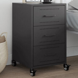 Berkfield Bedside Cabinet Black 36X39X59 Cm Steel - thumbnail 1