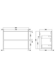 Hudson Reed Components Wall Hung 2 Drawer Unit, 800mm-Metallic Slate - thumbnail 2