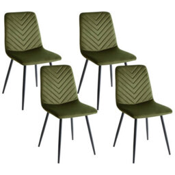 Beliani Set Of 4 Dining Chairs Havre Velvet Olive Green