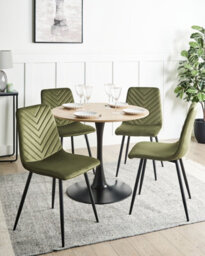 Beliani Set Of 4 Dining Chairs Havre Velvet Olive Green - thumbnail 2