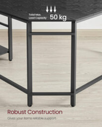 Songmics L-Shaped Workstation Desk, Corner Computer Desk, Gaming Table With Dual Storage Shelves, Black With Wood Grain - thumbnail 5