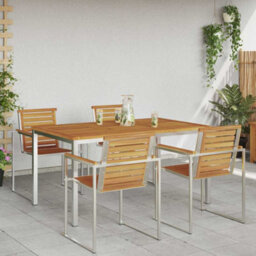 Berkfield Outdoor Dining Table Brown 150 X 90 X 75 Cm Solid Acacia Wood - thumbnail 4