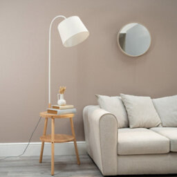 Valuelights Crowther Light Wood Tripod Storage Floor Lamp With Shelves And Shade - thumbnail 5