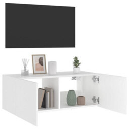 Walplus Tv Wall Cabinet With Led Lights White 80X35X31 Cm - thumbnail 6