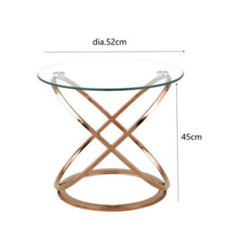 Comfy Living Round Abstract Tempered Glass Side Table Chrome Effect Frame In Silver - thumbnail 2