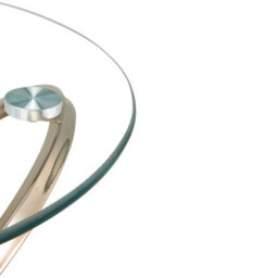 Comfy Living Round Abstract Tempered Glass Side Table Chrome Effect Frame In Silver - thumbnail 7