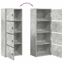 Berkfield Bookcase Concrete Grey 40X24X102 Cm Engineered Wood - thumbnail 8