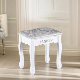 Pirlo Plush Dressing Table With 5 Drawers Mirror And Stool White - thumbnail 7