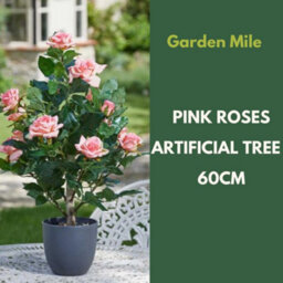 Marco Paul 60Cm Artificial Rose Plant Pink In Pot - thumbnail 4