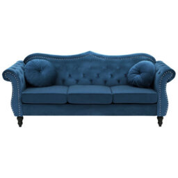 Beliani Sofa 3 Seater Skien Velvet Navy Blue - thumbnail 1