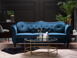 Beliani Sofa 3 Seater Skien Velvet Navy Blue - thumbnail 2