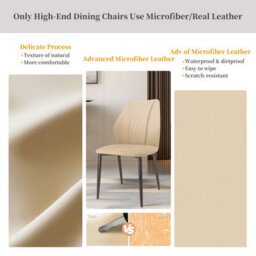 Fativo Set Of 2 Microfiber Leather Beige Kitchen Chairs With Black Metal Legs, Cord Effect Chairs For Dining , 87.5Cmh - thumbnail 6