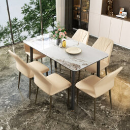 Fativo Set Of 2 Microfiber Leather Beige Kitchen Chairs With Black Metal Legs, Cord Effect Chairs For Dining , 87.5Cmh - thumbnail 3