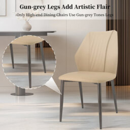Fativo Set Of 2 Microfiber Leather Beige Kitchen Chairs With Black Metal Legs, Cord Effect Chairs For Dining , 87.5Cmh - thumbnail 9