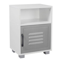 Urbn-Living Urbnliving Height 54Cm Valencia Metal Door 1 Shelf Wooden  Colour White & Grey Bedroom Bedside Cabinet Nightstand Side Table - thumbnail 1