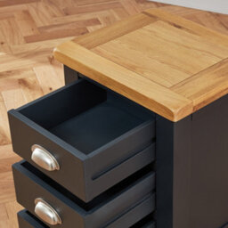 The Furniture Market Cotswold Charcoal Grey Painted 3 Drawer Bedside Table With Natural Oak Top Fully Assembled, Elegant Nightstand For Bedroom Storage - thumbnail 6