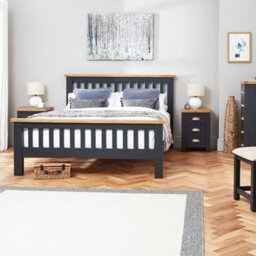 The Furniture Market Cotswold Charcoal Grey Painted 3 Drawer Bedside Table With Natural Oak Top Fully Assembled, Elegant Nightstand For Bedroom Storage - thumbnail 3