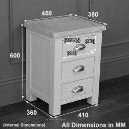 The Furniture Market Cotswold Charcoal Grey Painted 3 Drawer Bedside Table With Natural Oak Top Fully Assembled, Elegant Nightstand For Bedroom Storage - thumbnail 8