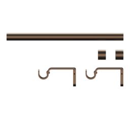 GoodHome Kozani Satin Brown Bronze Copper Effect Extendable Cap Single Curtain Pole Set, (L)2000mm-3300mm (Dia)19mm - thumbnail 2