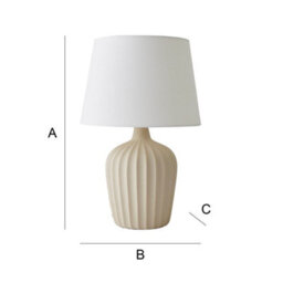 Valuelights Serena Natural Tapered Linen Lamp Shade Ribbed Ceramic Beige Table Lamp And Bulb - thumbnail 6