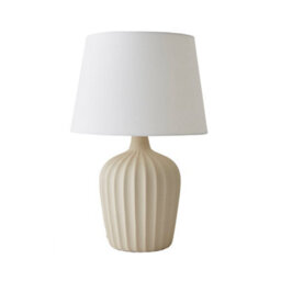 Valuelights Serena Natural Tapered Linen Lamp Shade Ribbed Ceramic Beige Table Lamp And Bulb - thumbnail 7