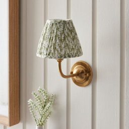 Luminosa Lighting Luminosa Dome Arc Brushed Aged Brass Plate Wall Light With Herb Garden Green Fabric Leaf Shade 16Cm B22 - thumbnail 3