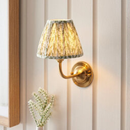 Luminosa Lighting Luminosa Dome Arc Brushed Aged Brass Plate Wall Light With Herb Garden Green Fabric Leaf Shade 16Cm B22 - thumbnail 2