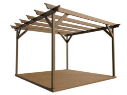 Arbor Garden Solutions Timber Pergola And Decking Complete Diy Kit, Ovolo Design (4.2M X 4.2M, Rustic Brown Finish) - thumbnail 1