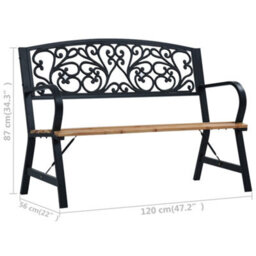Walplus Garden Bench 120 Cm Wooden Seater Outdoor Furniture - thumbnail 8
