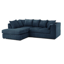 Hannah Jumbo Cord 4 Seater Left Hand Facing Corner Sofa Navy Blue - thumbnail 2