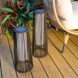 Valuelights Small Black Rattan Solar Powered Outdoor Garden Lantern Floor Lamp - thumbnail 5