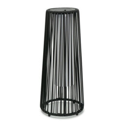 Valuelights Small Black Rattan Solar Powered Outdoor Garden Lantern Floor Lamp