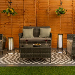 Valuelights Small Black Rattan Solar Powered Outdoor Garden Lantern Floor Lamp - thumbnail 4
