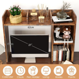 Costway 3-Tier Desk Bookshelf Wooden Desktop Display Shelf Furniture Hutch - thumbnail 6