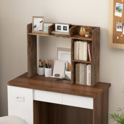 Costway 3-Tier Desk Bookshelf Wooden Desktop Display Shelf Furniture Hutch