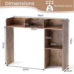 Costway 3-Tier Desk Bookshelf Wooden Desktop Display Shelf Furniture Hutch - thumbnail 3