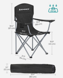 LEDREM Set Of 2 Folding Camping Chairs, Comfortable, Heavy Duty Structure, Outdoor Chair With Cup Holder, Black - thumbnail 7