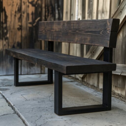 TRL Handmade Furniture Sleek & Slender Reclaimed Bench With Back - Dark Oak - thumbnail 2