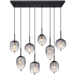 Luminosa Lighting Luminosa Attila Cluster Pendant Ceiling Light Matt Black Smoke Glass Shade 8X E14 - thumbnail 3