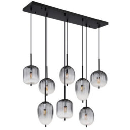 Luminosa Lighting Luminosa Attila Cluster Pendant Ceiling Light Matt Black Smoke Glass Shade 8X E14 - thumbnail 2