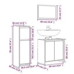 Berkfield 3 Piece Bathroom Furniture Set Smoked Oak Engineered Wood - thumbnail 6