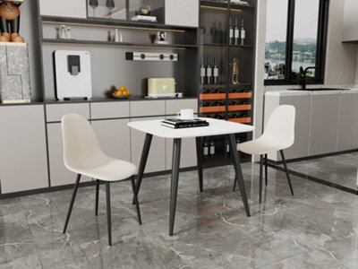 Core Products Aspen White 80Cm Square Dining Table With 2 Calico Plastic Curve Design Chairs - image 1