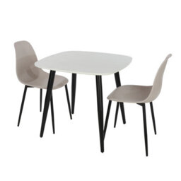 Core Products Aspen White 80Cm Square Dining Table With 2 Calico Plastic Curve Design Chairs - thumbnail 2