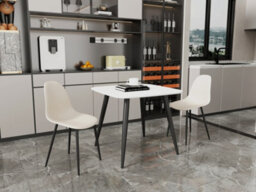 Core Products Aspen White 80Cm Square Dining Table With 2 Calico Plastic Curve Design Chairs - thumbnail 1