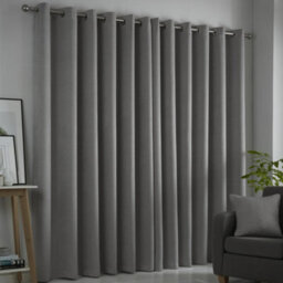 Fusion Strata Silver Triple-Woven Dimout Eyelet Curtains - thumbnail 2