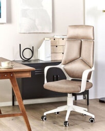 Beliani Office Chair Delight Faux Suede Light Brown - thumbnail 2