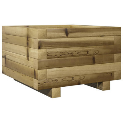Berkfield Rustic Garden Planter 40X40X26.5 Cm Impregnated Wood Pine - image 1
