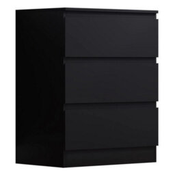Modern Scandinavian Style 3 Drawer Chets Of Drawers Bedside Cabinet Matt Black - thumbnail 4