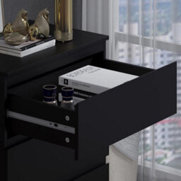 Modern Scandinavian Style 3 Drawer Chets Of Drawers Bedside Cabinet Matt Black - thumbnail 3